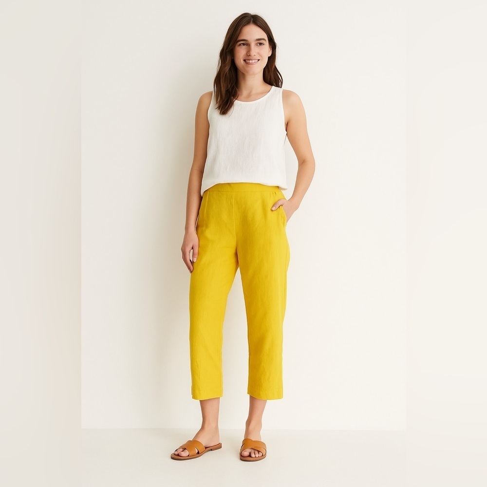 Kasper Yellow Cropped Ankle Pants